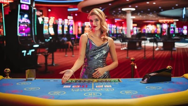 Meja permainan bingo dengan kartu dan bola bingo khas industri taruhan